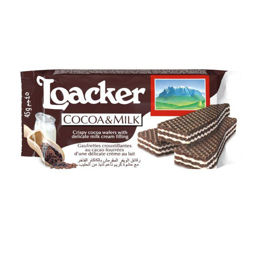Loacker Cocoa & Milk Wafers 45g