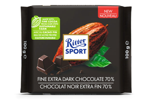 Ritter Sports Fine Extra Dark Chocolate (70%) 100g