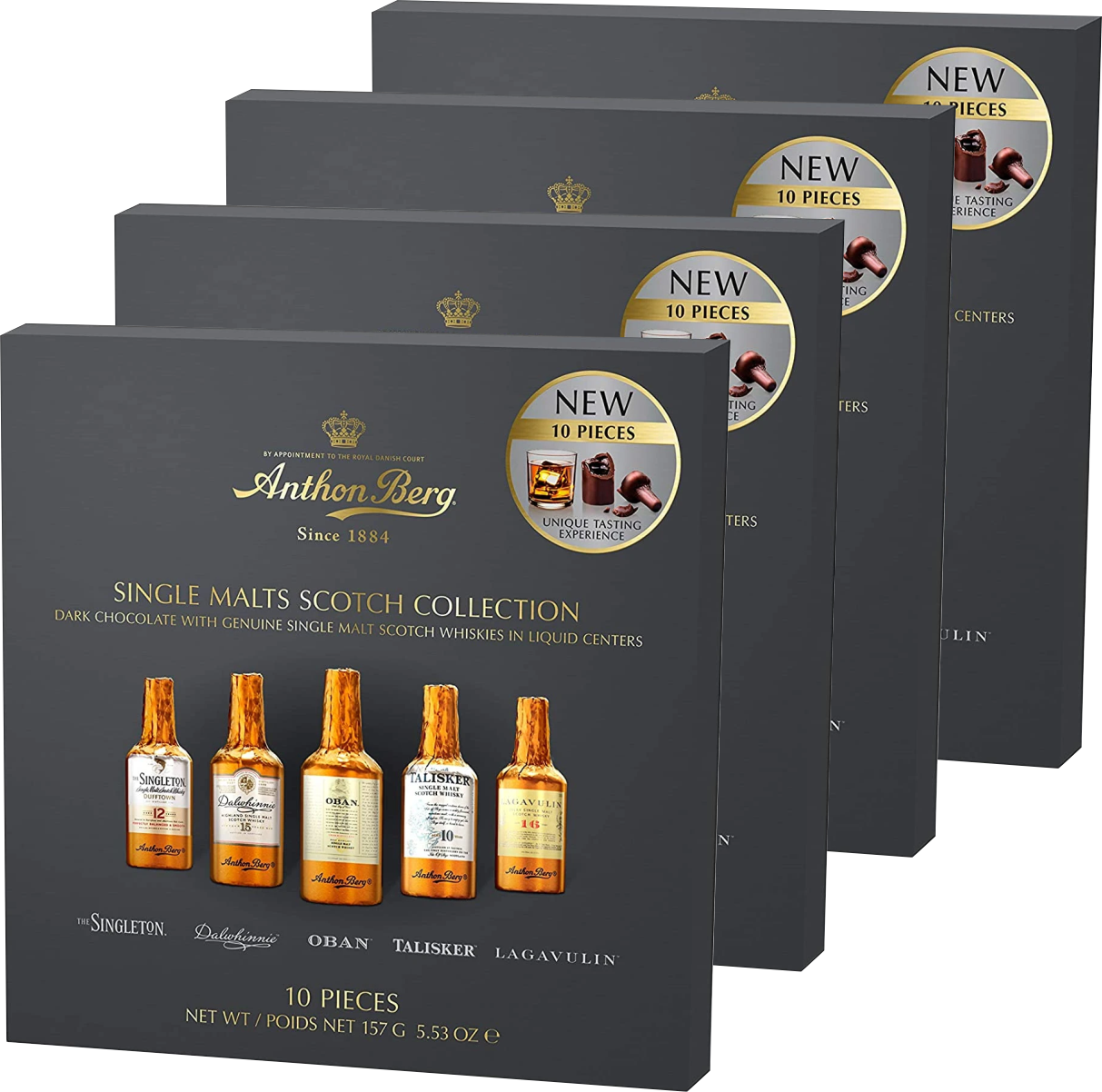 Anthon Berg Chocolate Liqueur Single Malts 10 pc 155g - Pack of 4