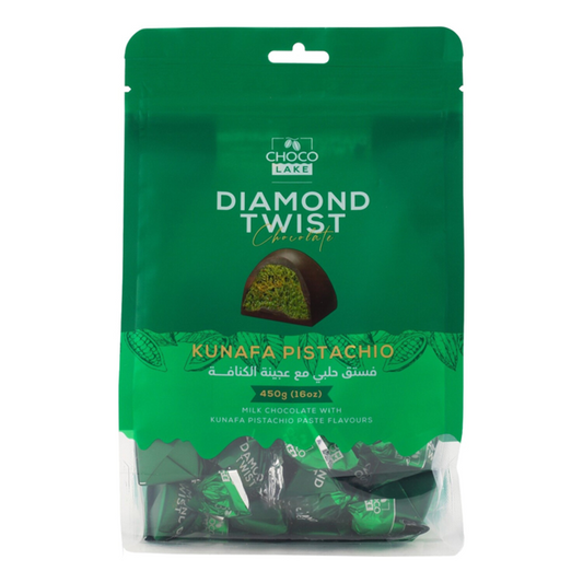 Choco Lake Diamond Twist Dubai Style Milk Chocolate Kunafa Pistachio 450g