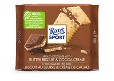 Ritter Sports Milk Chocolate Butter Biscuit & Cocoa Creme 100g bar