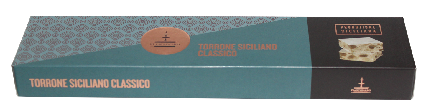 Fiasconaro Torrone Siciliano Classico (Sicilian soft nougat with wafer covering, containing almonds and pistachio) 150g