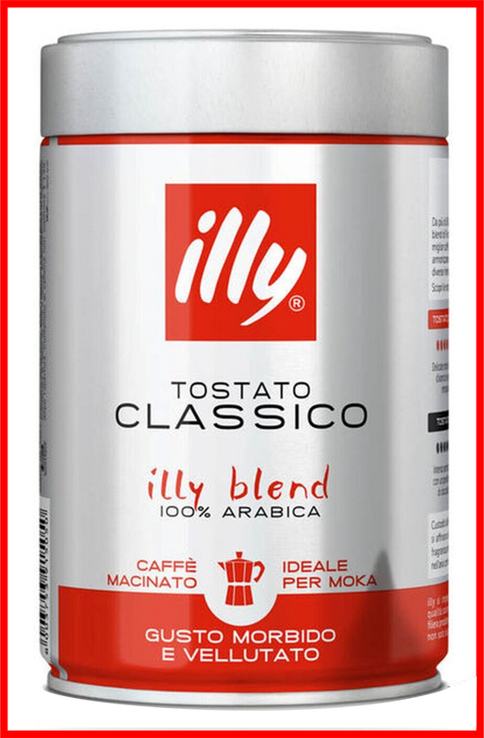Illy Classico Classic Roast Moka Pot Ground  Coffee  250g