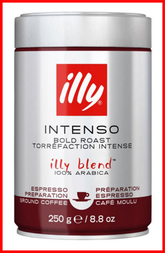 Illy Intenso Bold Ground Coffee Espresso Preparation 250g