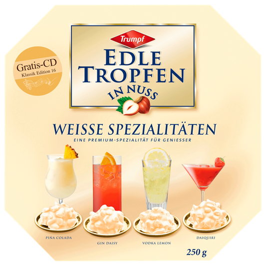 Trumpf Edle Tropfen in Nuss Weisse Spezialitaten (Noble drops in nut - Fruit Liqueur) 250g