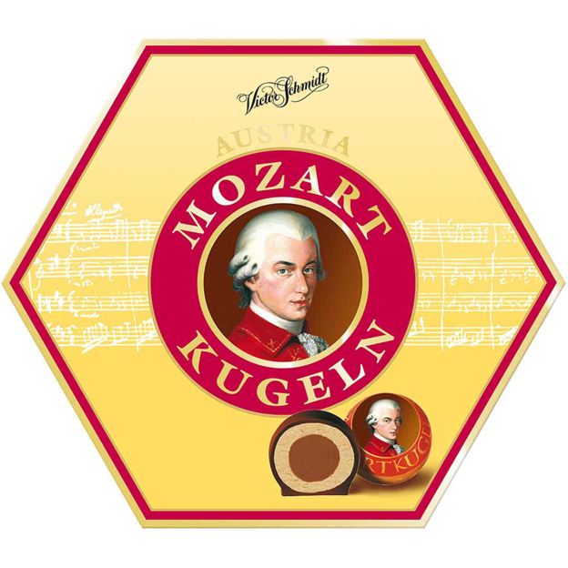Victor Schmidt Austria Mozart Kugeln Plain Chocolates with Marzipan and Praline Creme 297g